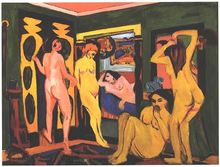 Ernst Ludwig Kirchner Bathing women in a room
